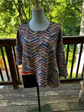 IC by Connie K multicolor Tunic asymmetrical oversized Sz S Lagenlook Art Pocket